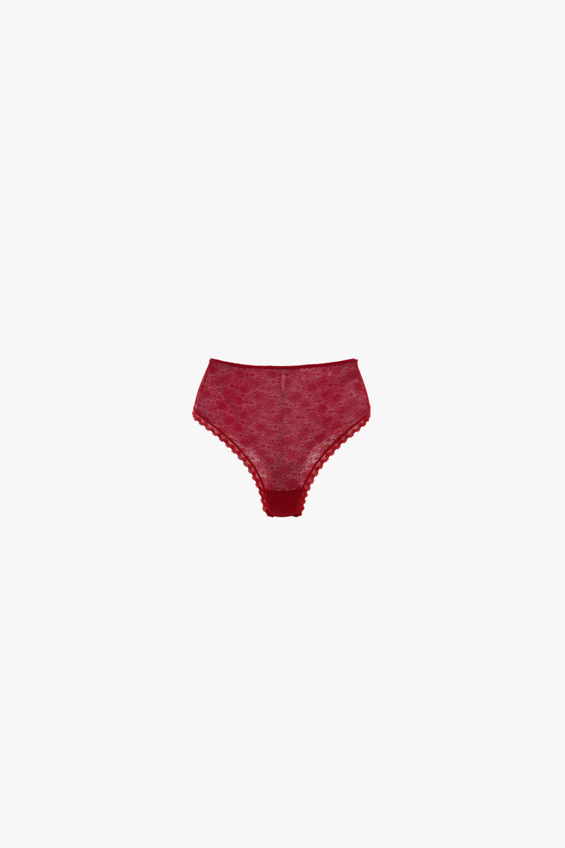 레이스 Monogram Knicker 에 Poppy 빨강 1