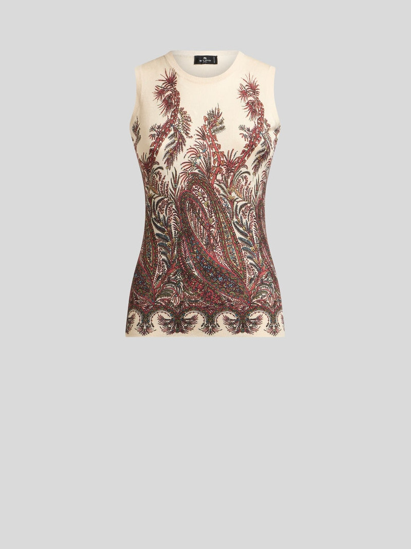 SILK AND CASHMERE TOP WITH PLACED PRINT 1
