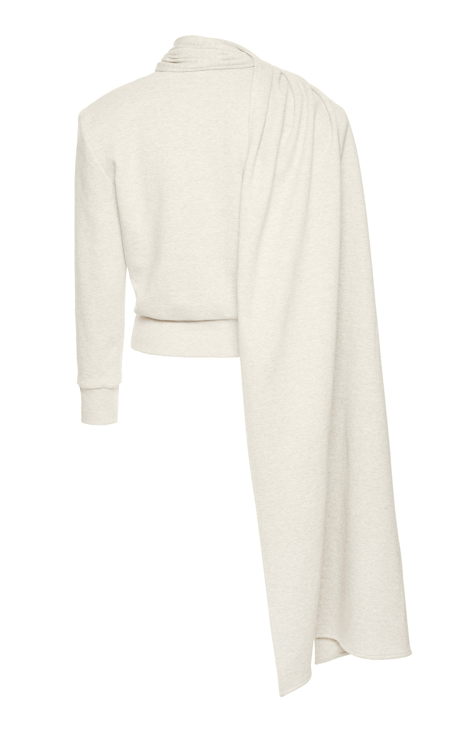 Scarf-Neck Cotton Sweatshirt ivory - 6
