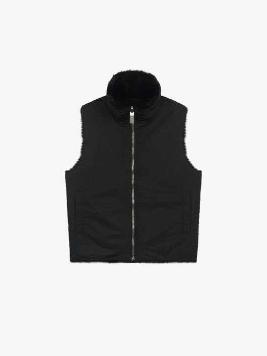 REVERSIBLE SLEEVELESS JACKET IN FAUX FUR AND NYLON - 5