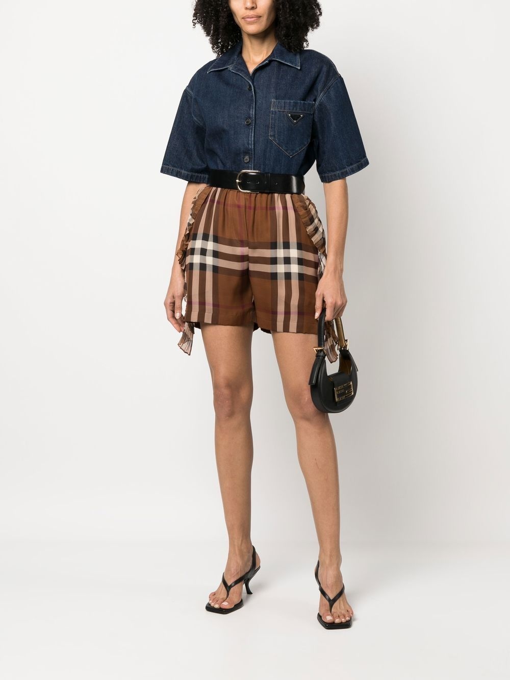 check-print silk shorts - 2