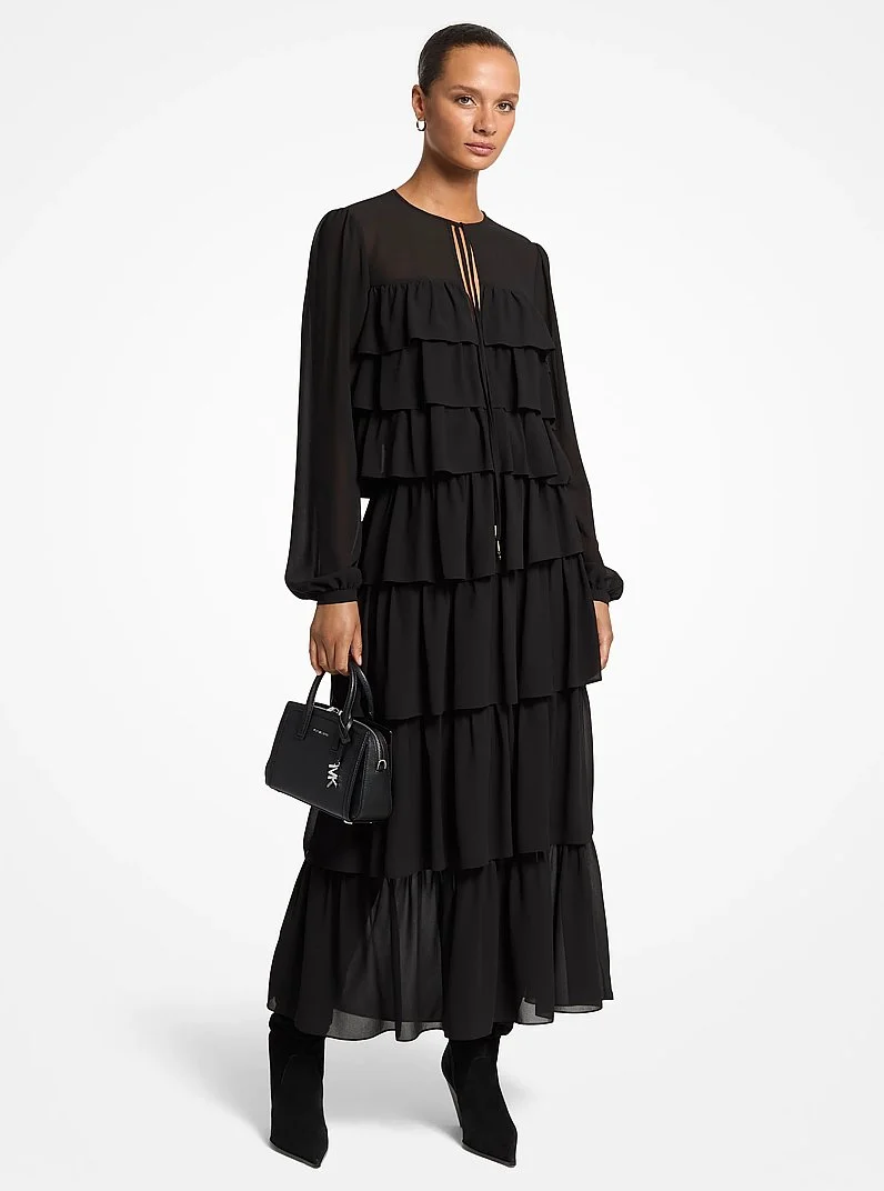 Ruffled Georgette Maxi Dress - 1