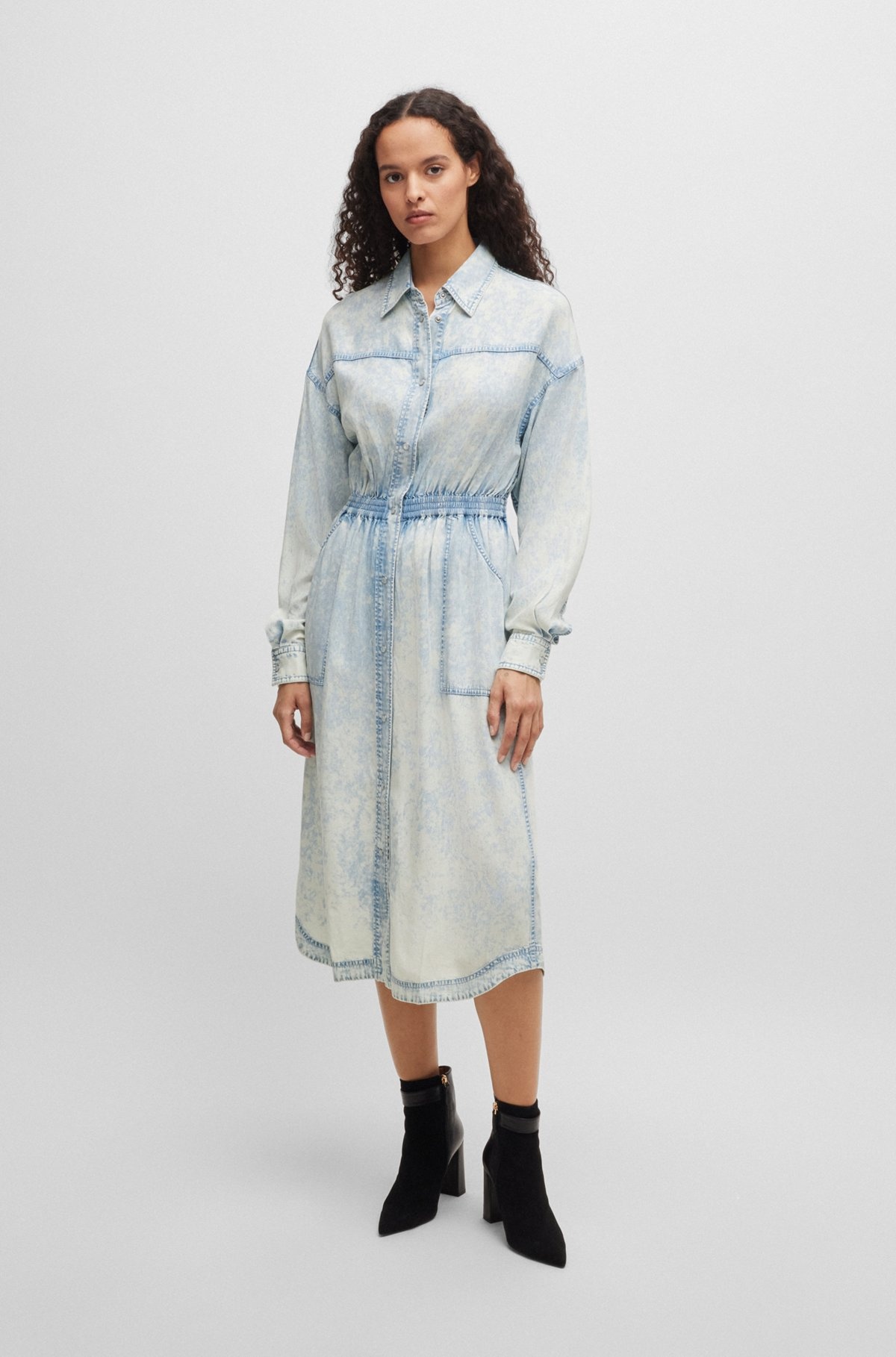 REGULAR-FIT SHIRT DRESS IN DENIM-EFFECT FABRIC - 3