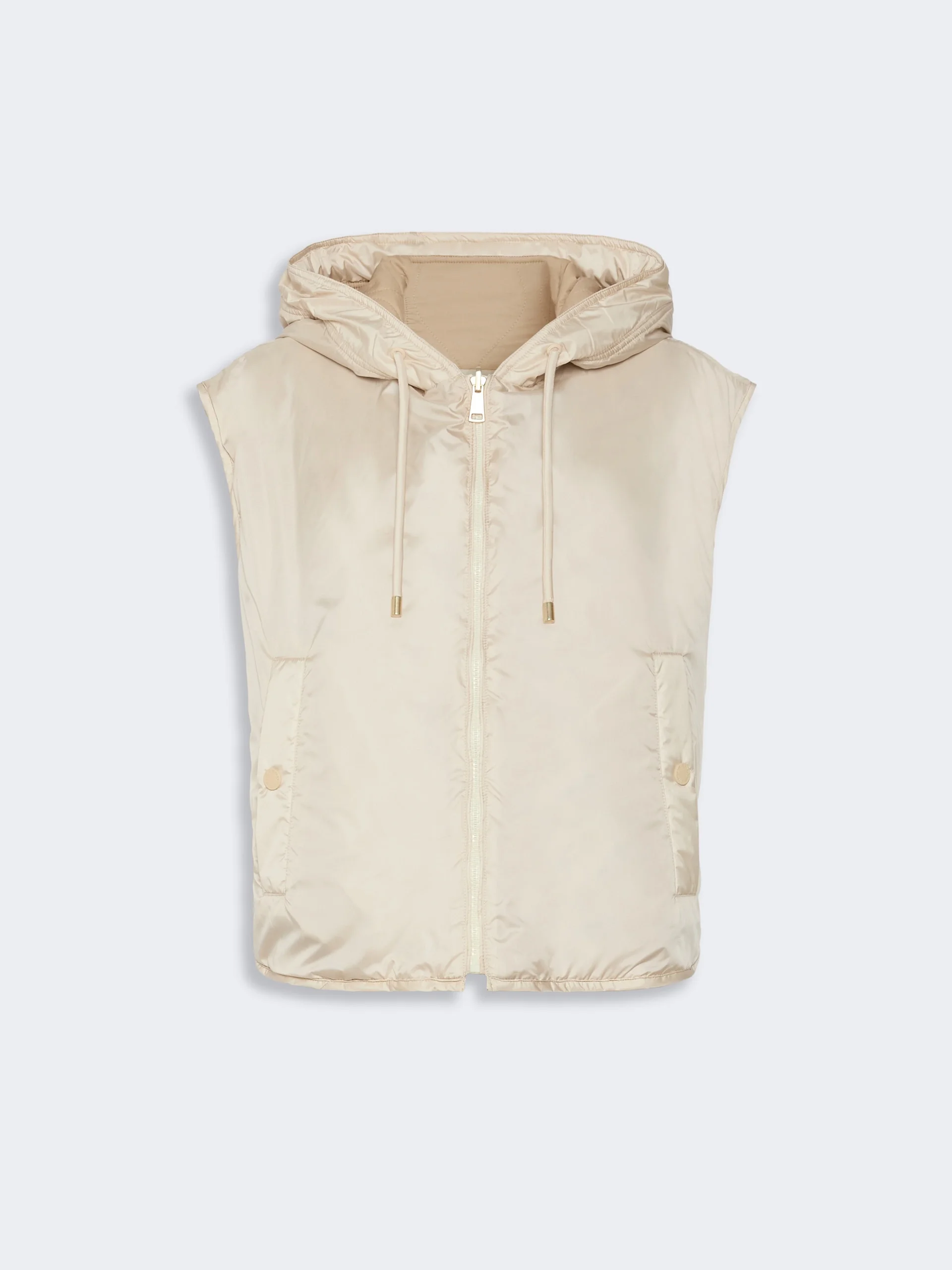 ACCENNI Reversible water-repellent canvas padded gilet - IVORY - 1
