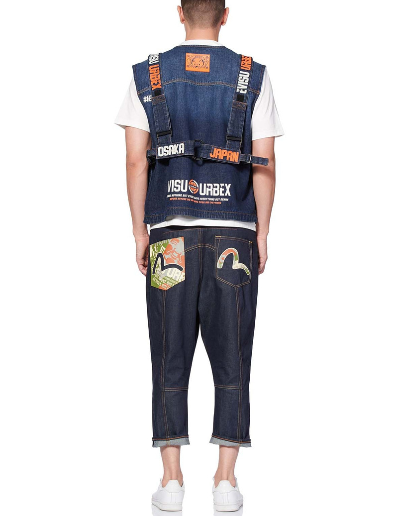 SEAGULL EMBROIDERED MULTI-POCKET DENIM VEST 2