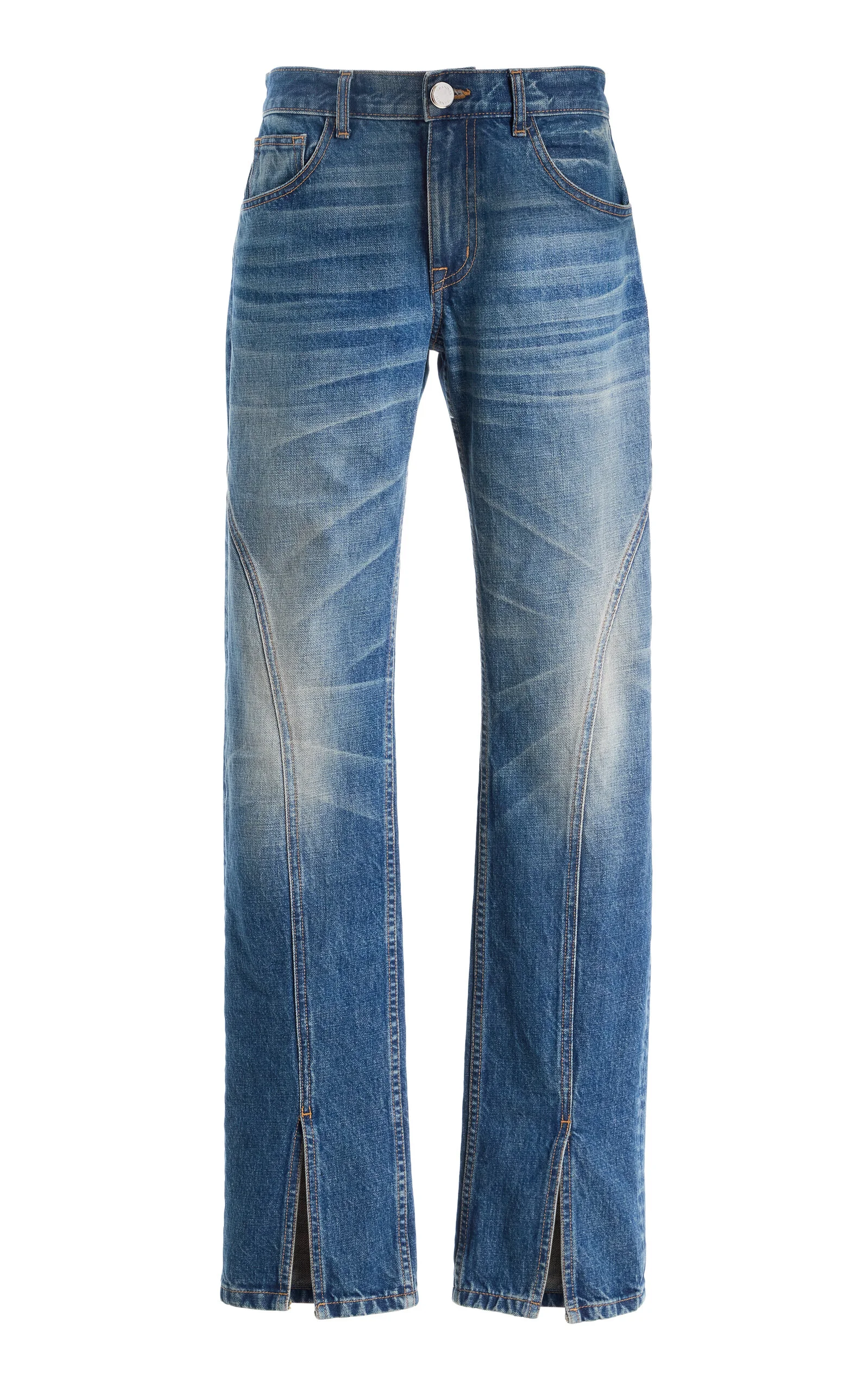 The Campbell Spiral-Seam Denim Straight-Leg Jeans medium wash - 1