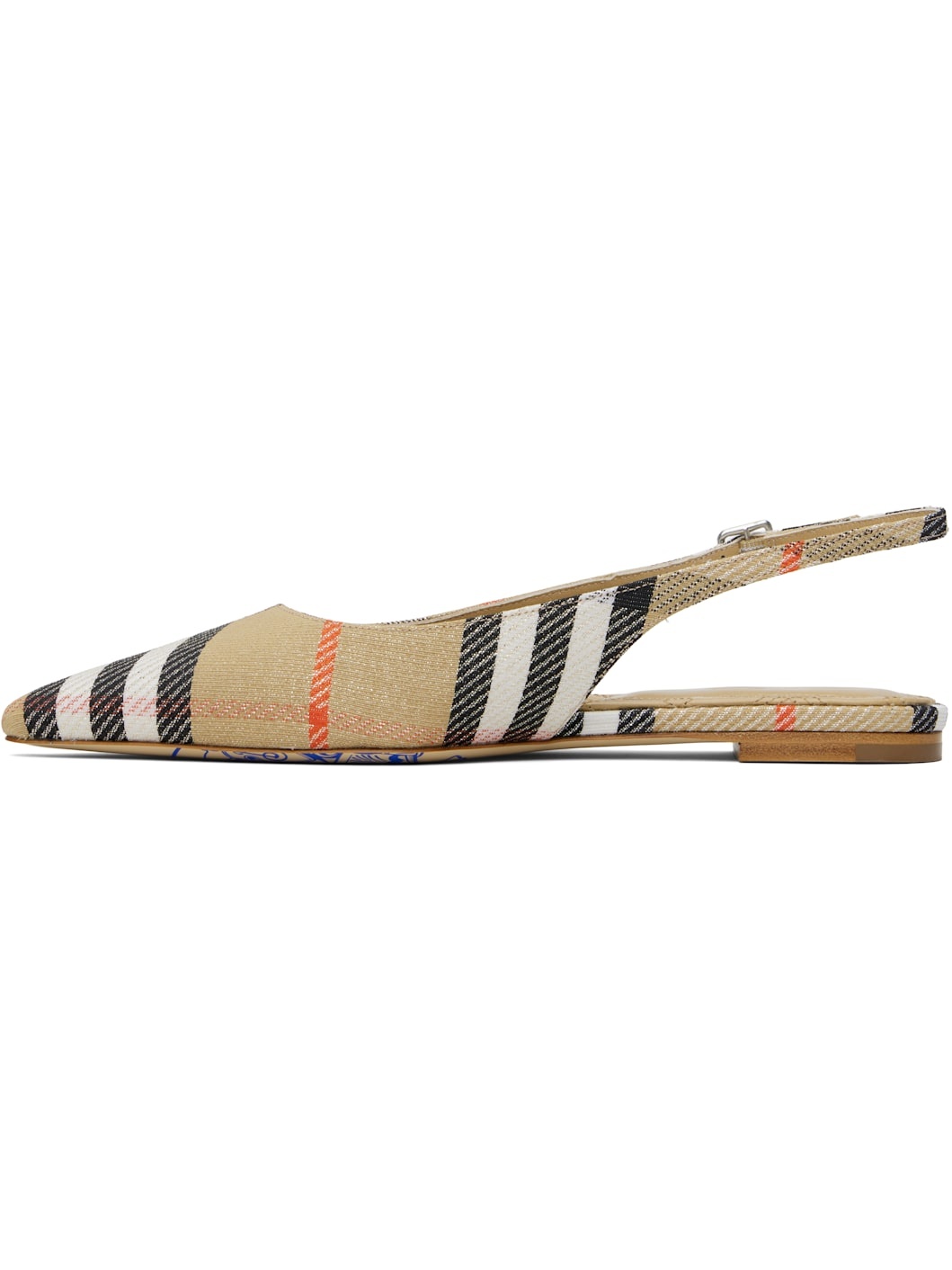 Beige Check Birdie Slingback Flats - 3