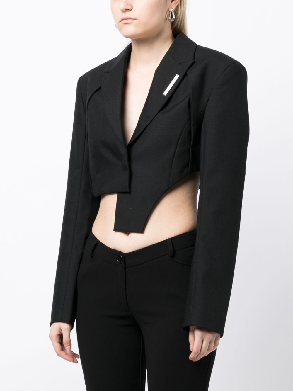 logo-plaque peak-lapels blazer - 3