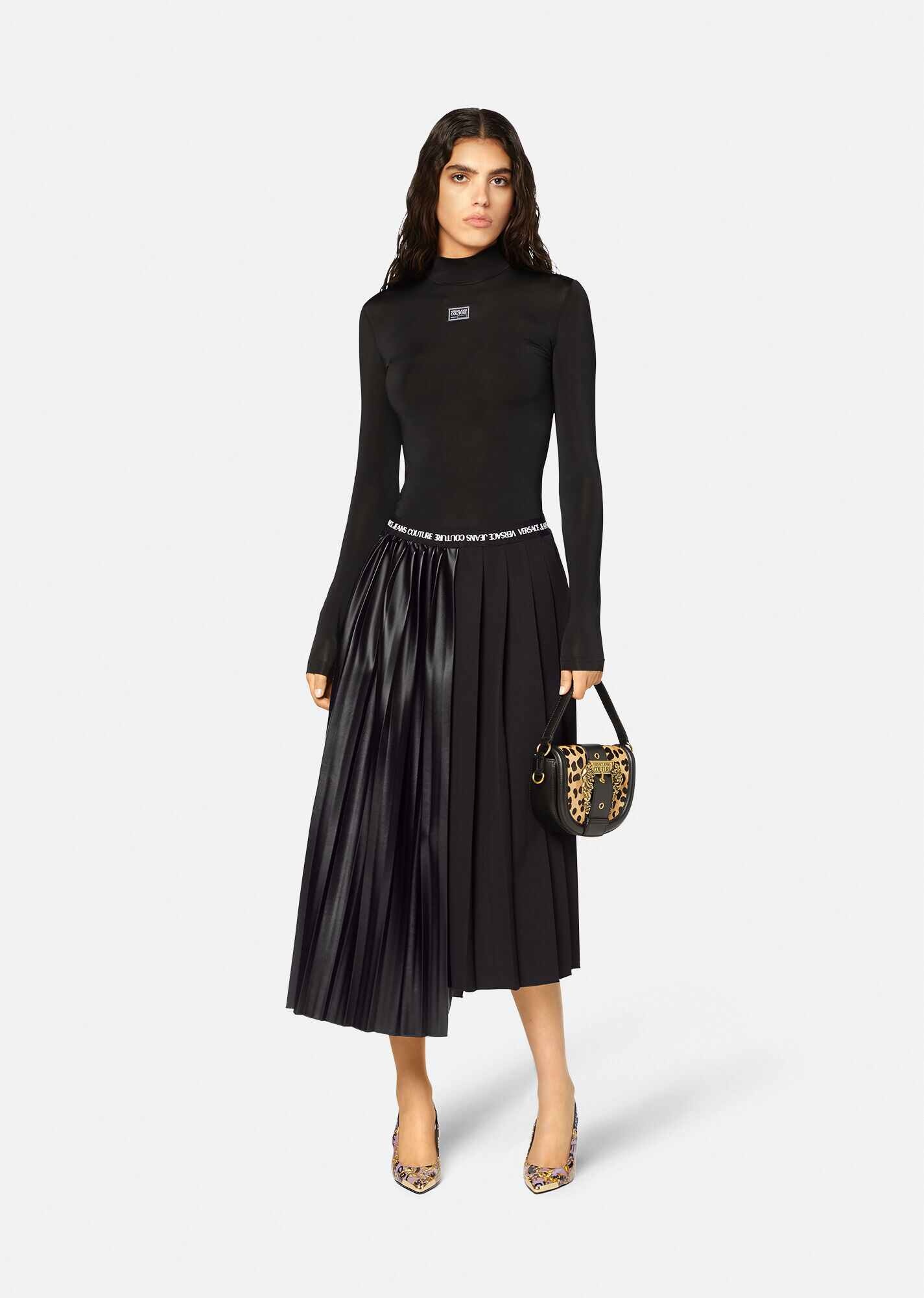 Faux Leather Pleated Midi Skirt - 2