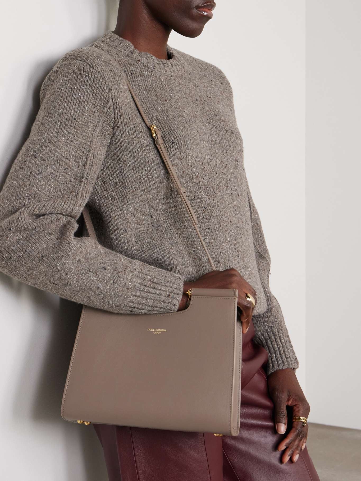 Dolce & Gabbana Sicily Shopper small leather tote Taupe