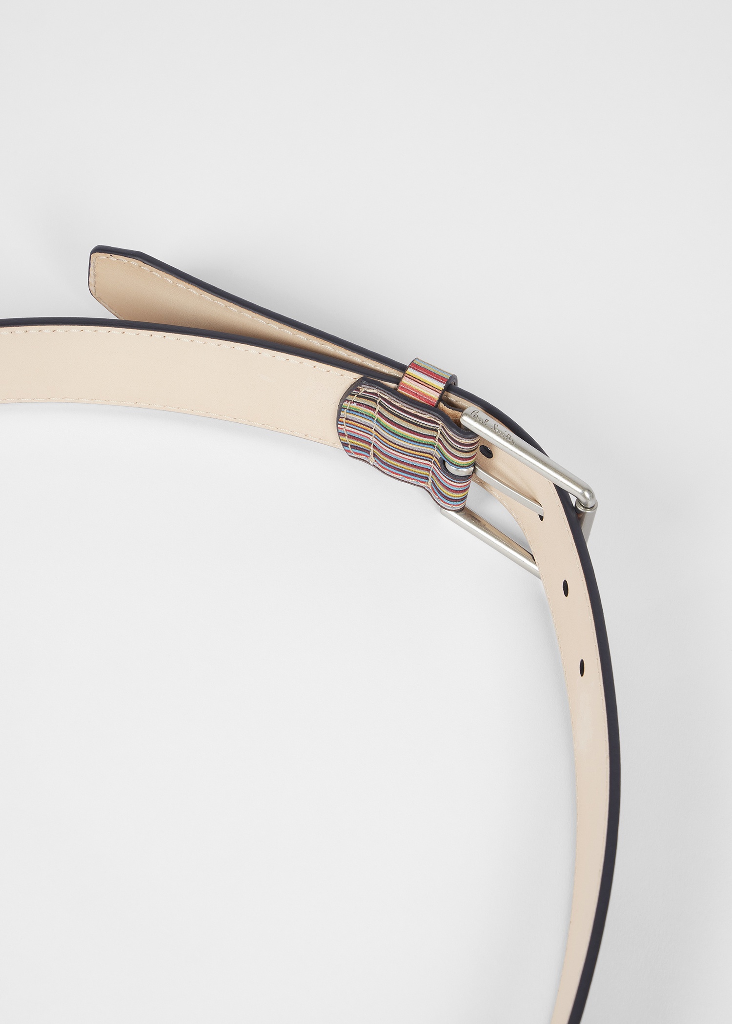 Embossed 'Signature Stripe' Leather Belt - 3
