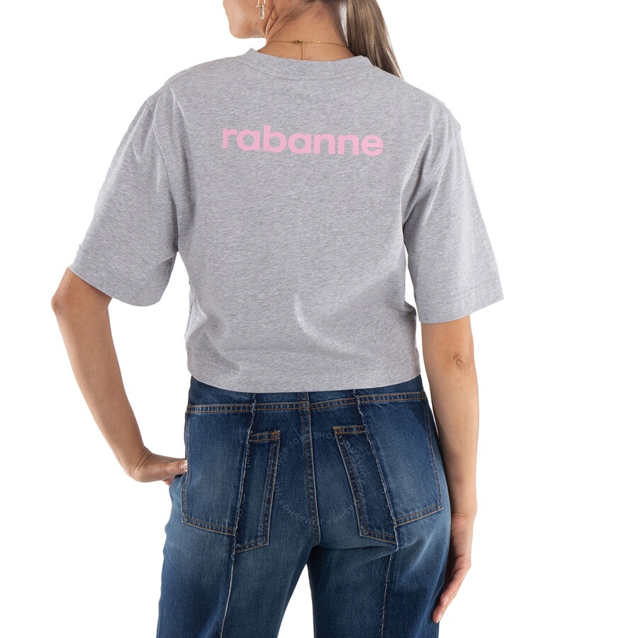 Rabanne Logo Print Cropped Cotton T-Shirt - 6