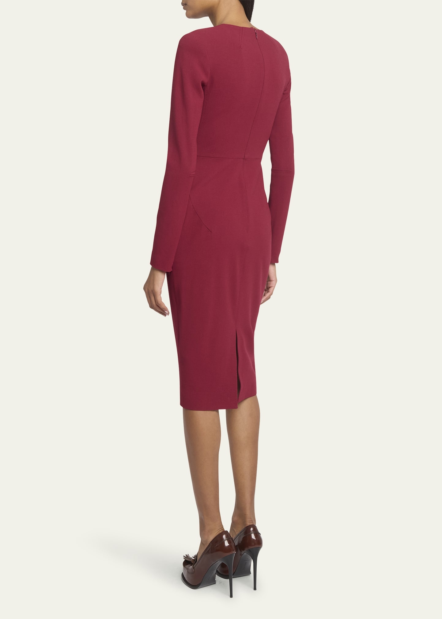 Long-Sleeve Strong-Shoulder Dress - 3