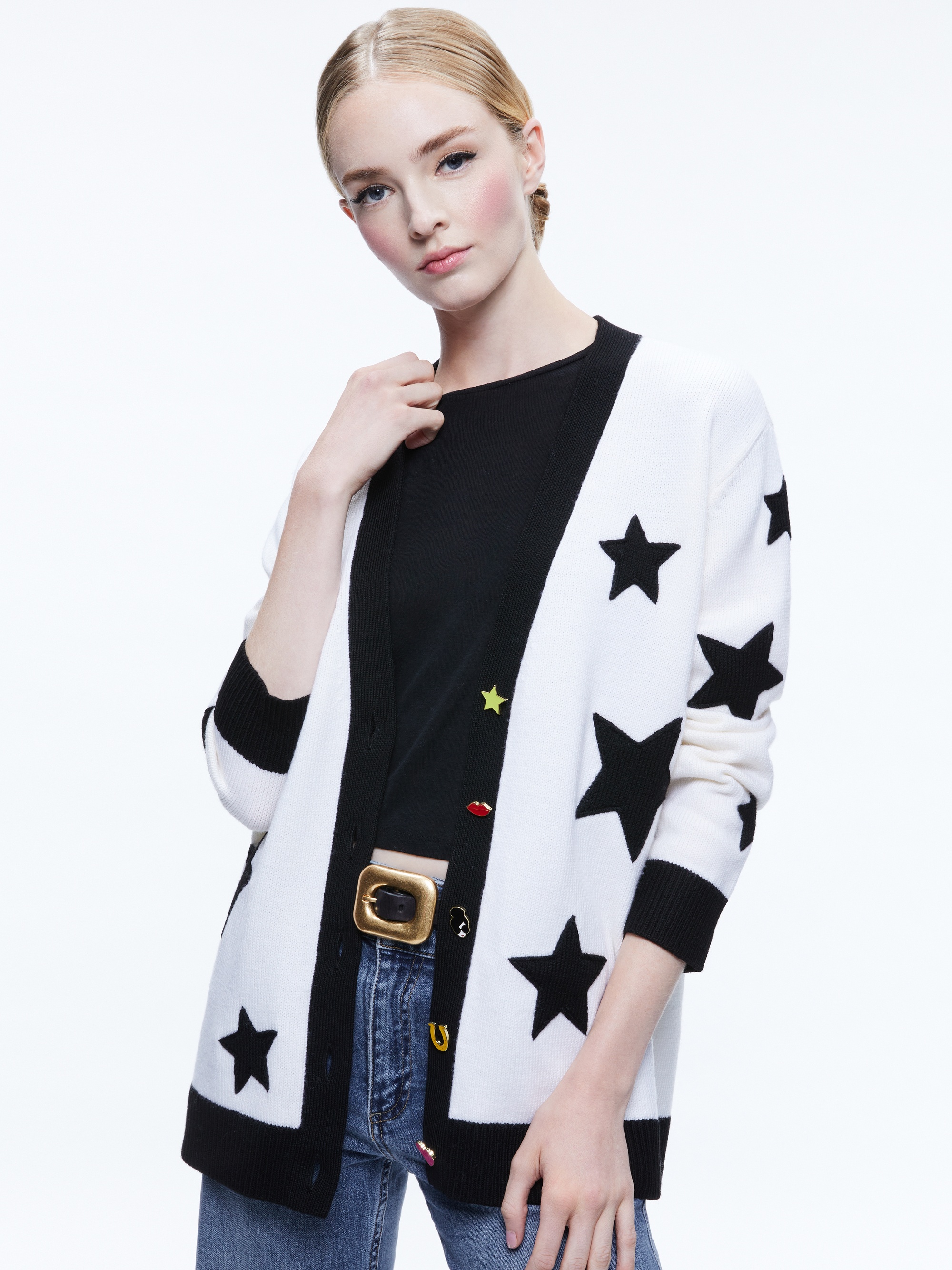 BRADFORD NOVELTY BUTTONS CARDIGAN - 1