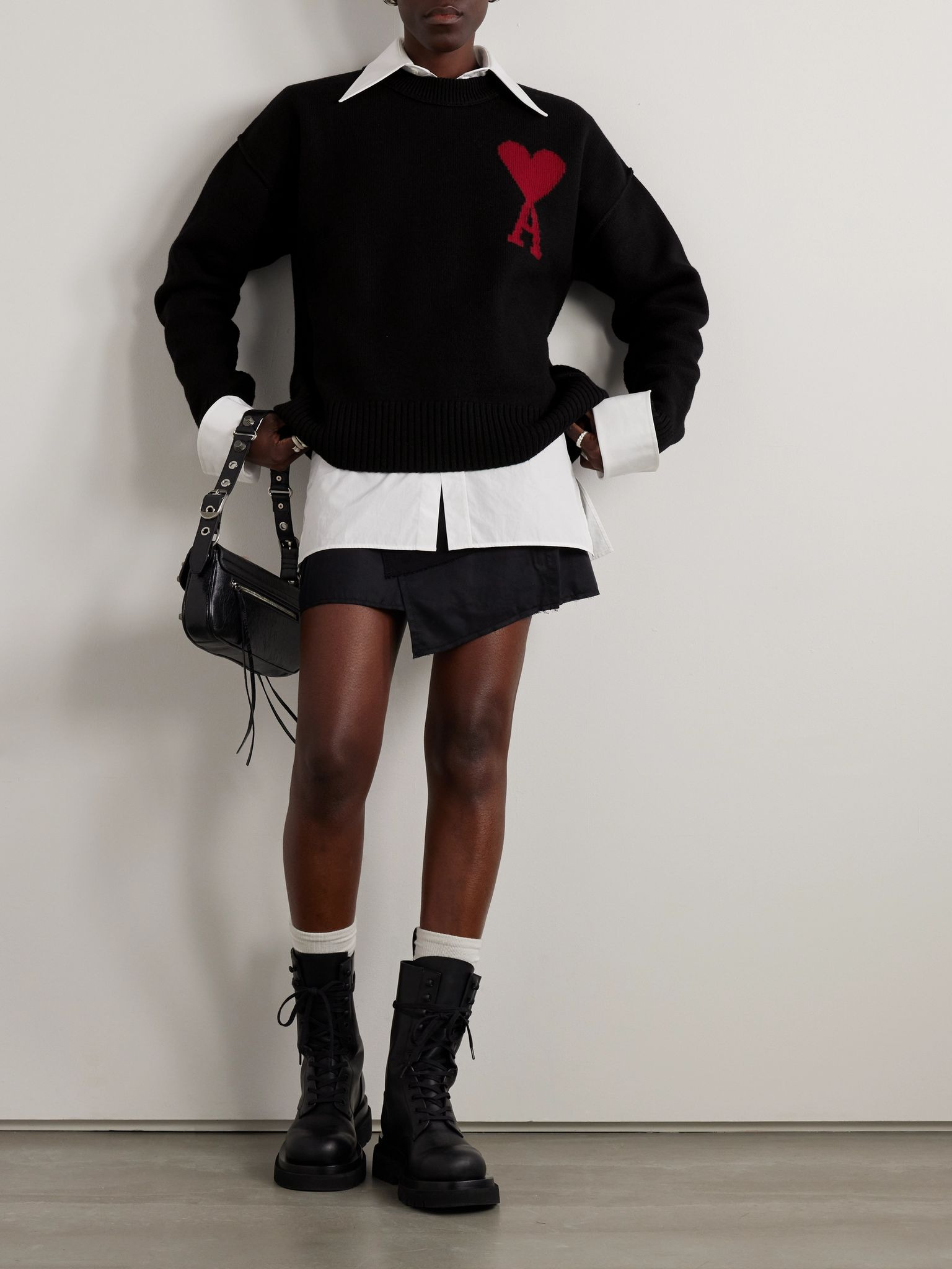 + NET SUSTAIN ADC intarsia wool sweater Black - 2