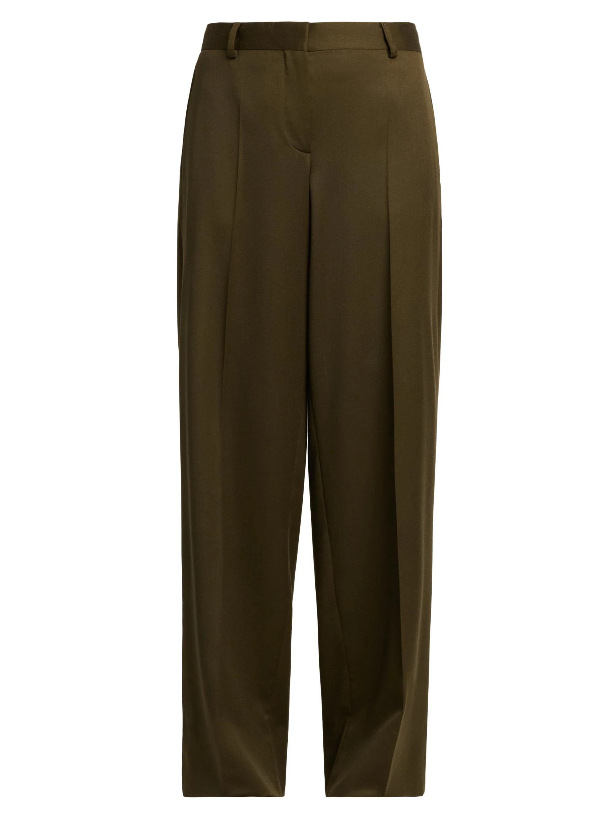 Women's Shiny Tailoring Loose Trousers - Khaki - 1