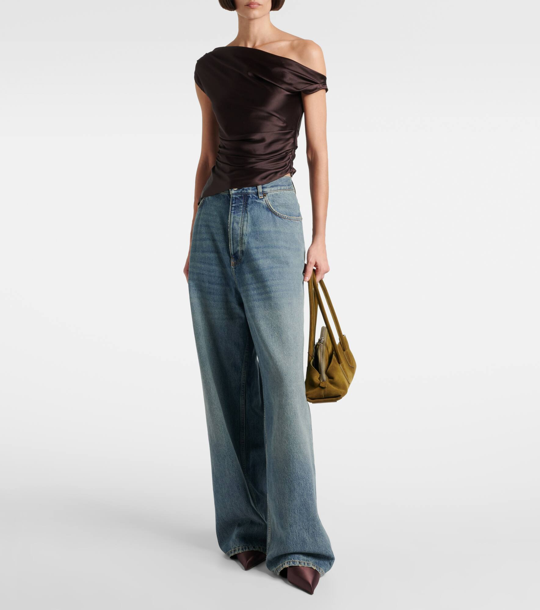 Phare one-shoulder silk-blend satin top - 2