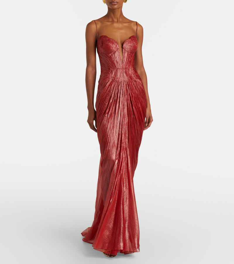 MARIA LUCIA HOHAN Cecilia draped silk muslin bustier gown outlook
