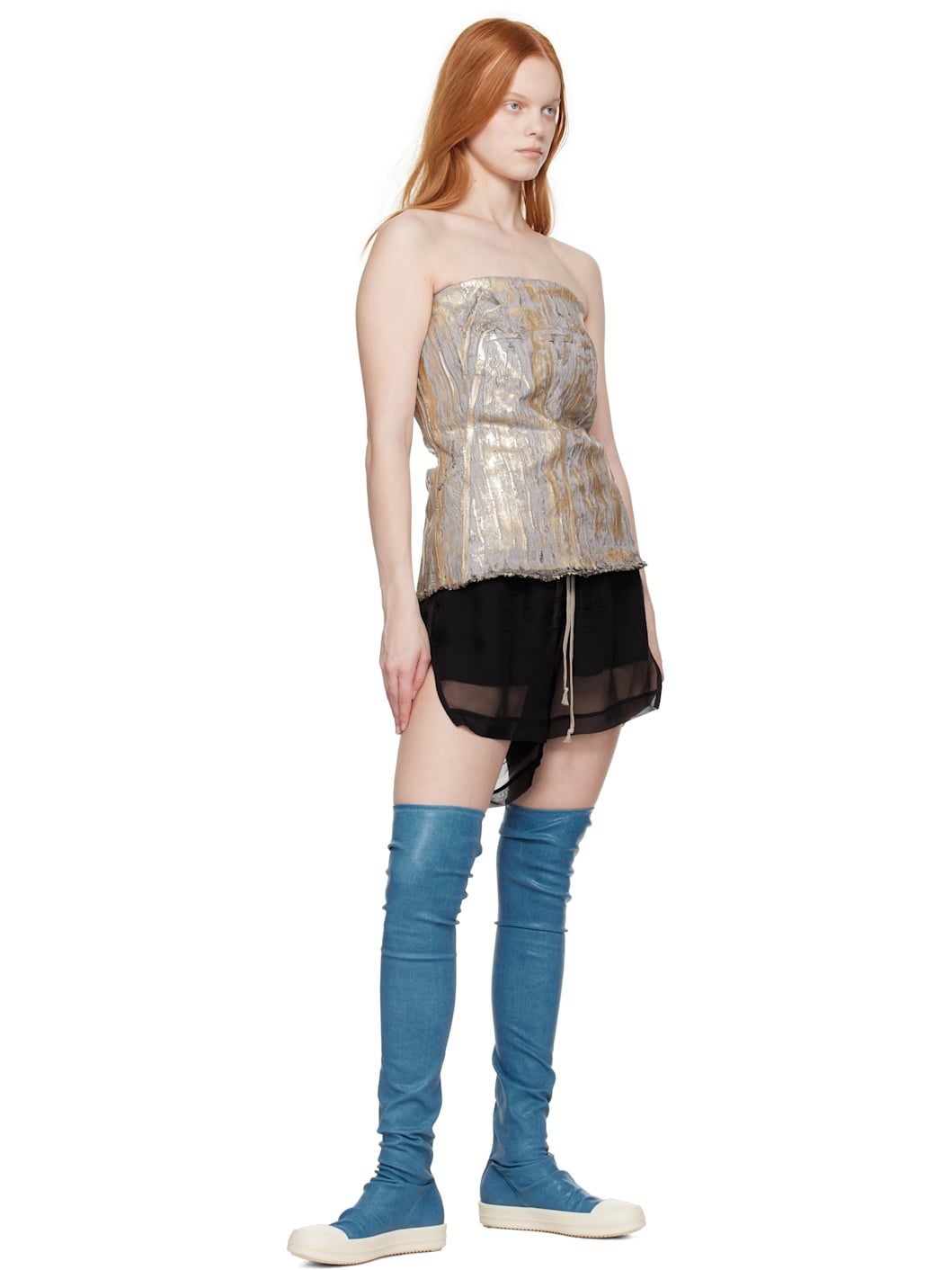 Blue Hollywood High Sock Sneaks Tall Boots - 5