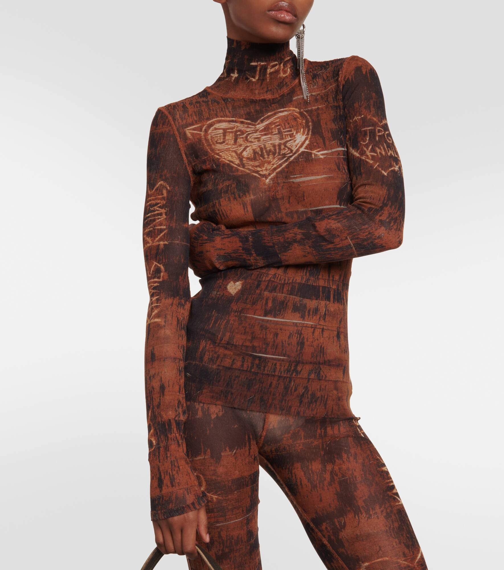 x KNWLS printed mesh high-neck top - 4