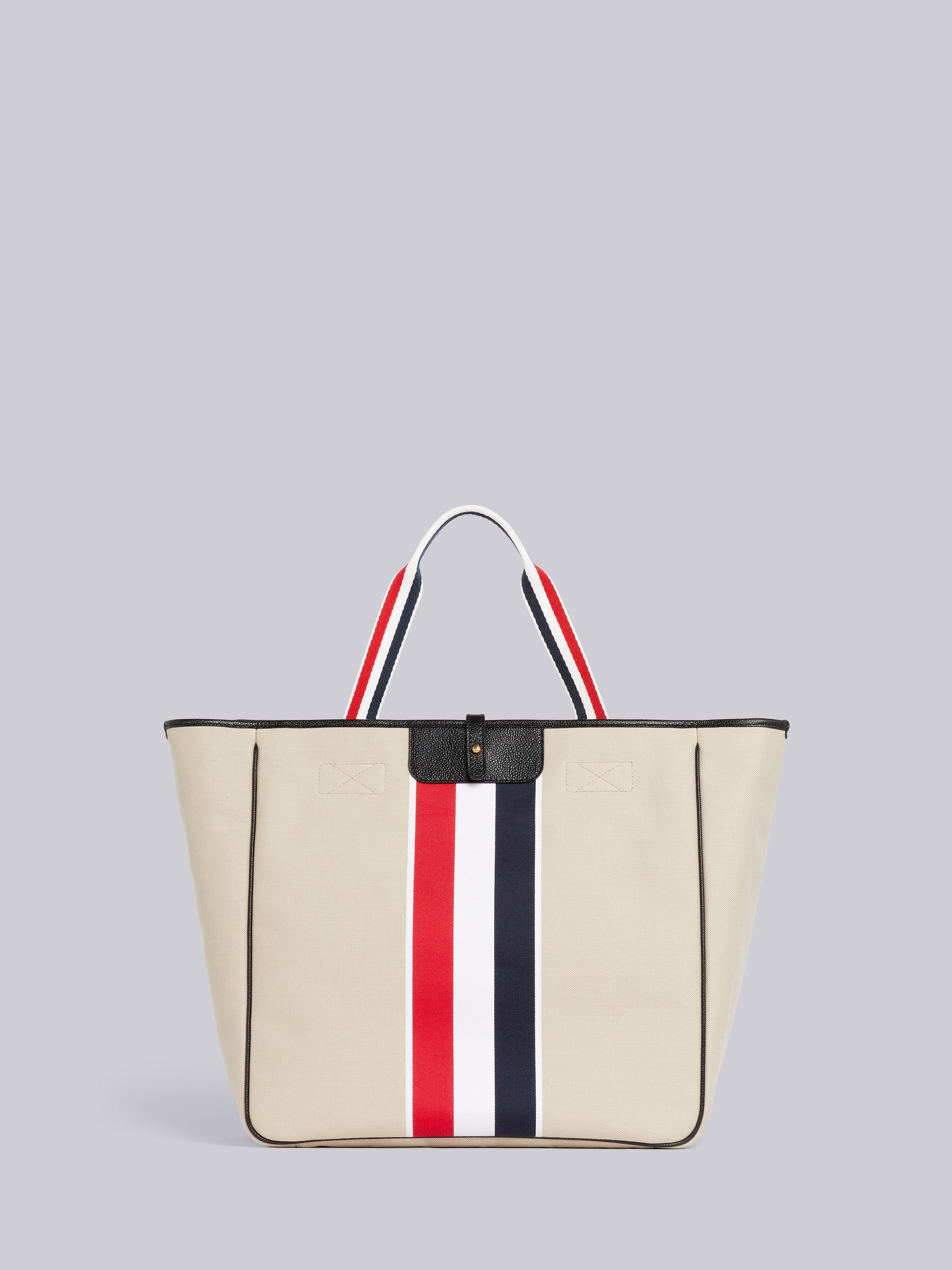 Khaki Canvas Jacquard Stripe Hunting Tote - 1