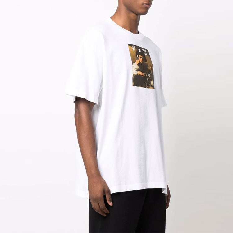 Off-White FW21 Pattern Alphabet Printing Round Neck Short Sleeve Loose Fit White OMAA038F21JER005018 - 4