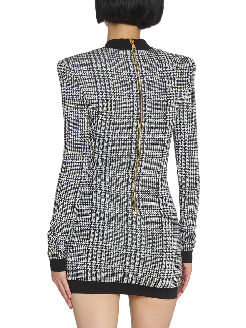 Women's Prince of Wales Check Body-Con Minidress - Noir Naturel 5