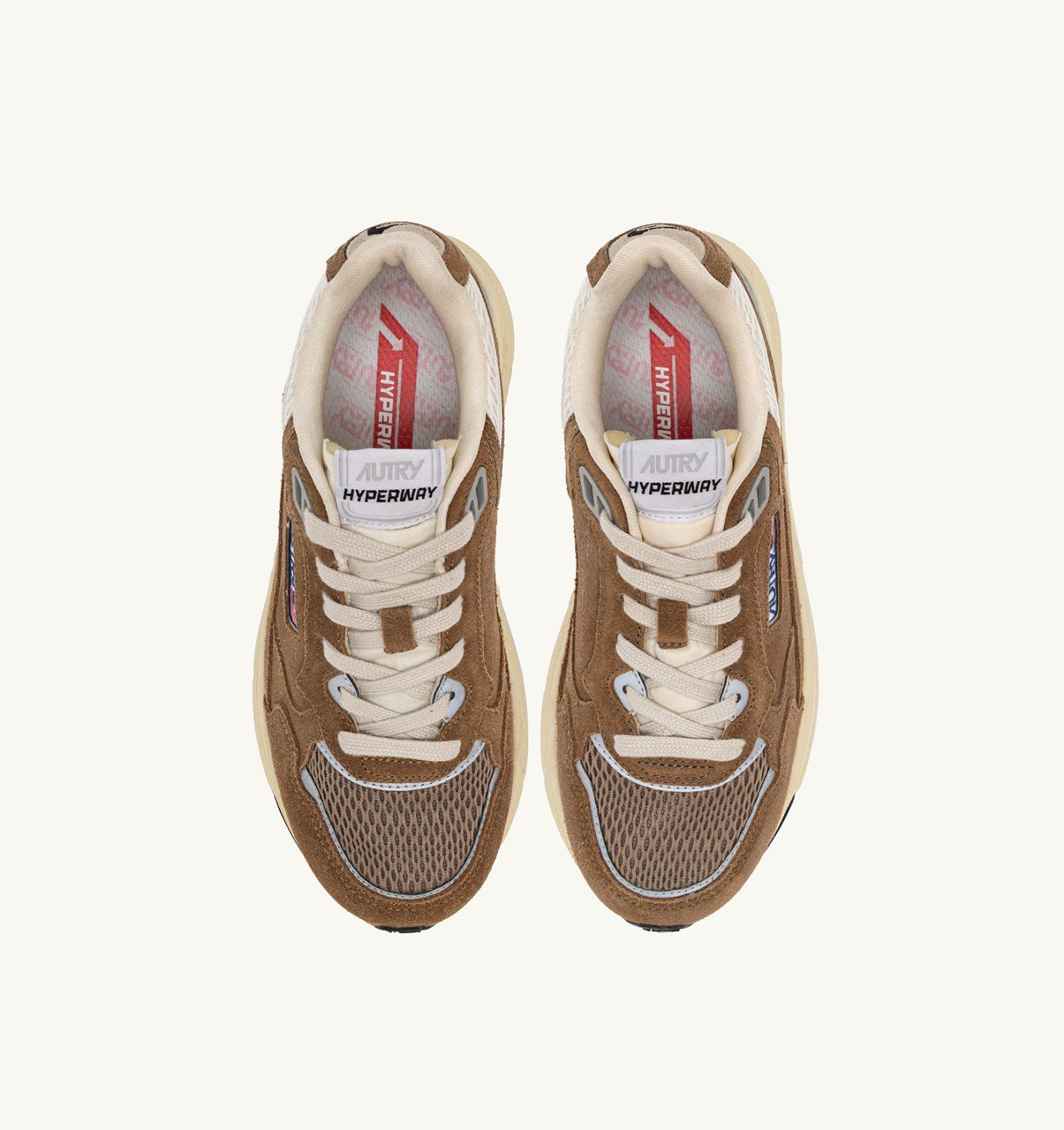 HYPERWAY SNEAKERS IN CIGAR AND SILVER MESH AND SUEDE - 5