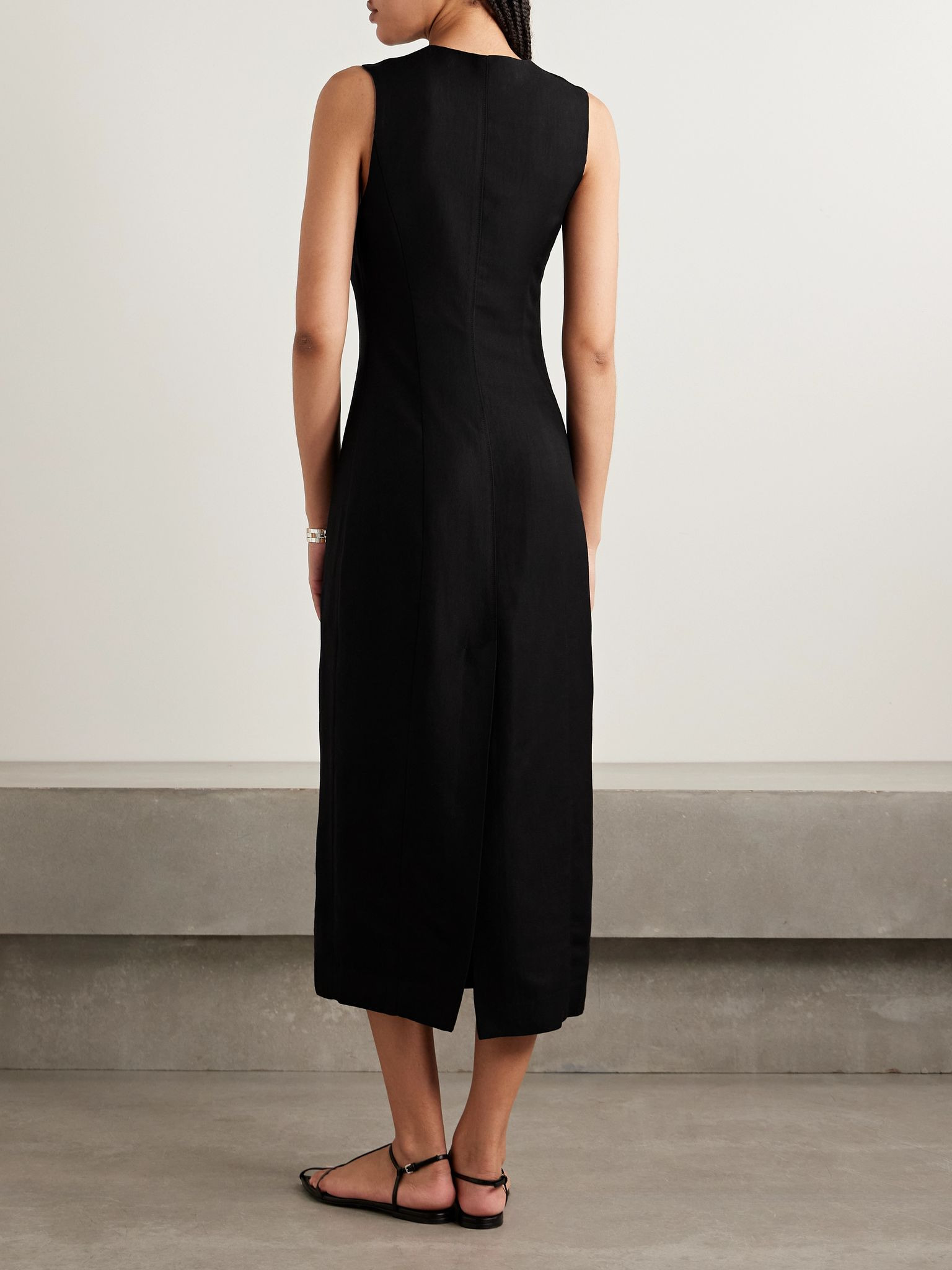 + Argent twill midi dress Black - 3