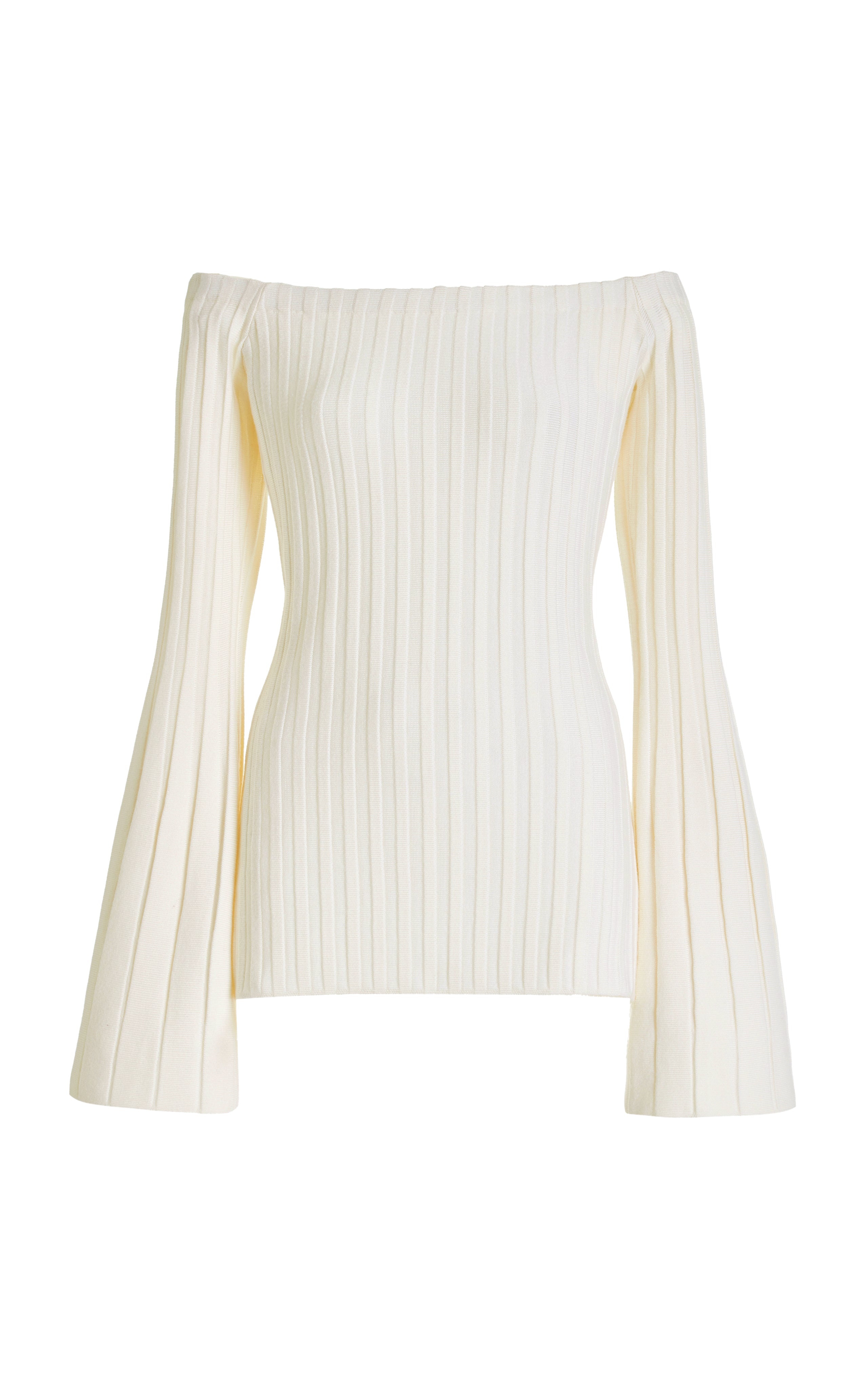 Nelson Knit Sweater in Ivory Merino Wool Cashmere - 1