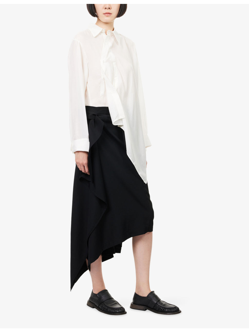 Two-Way Suspender Wool Midi Skirt - 2