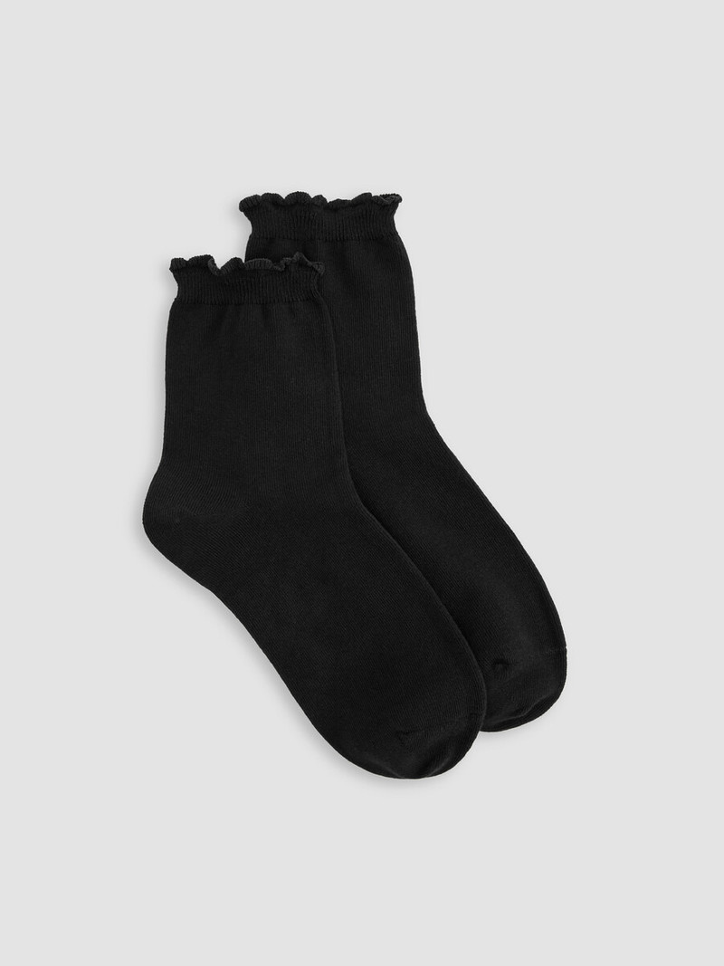 Cotton Rib Scallop Edge Short Crew Sock 1