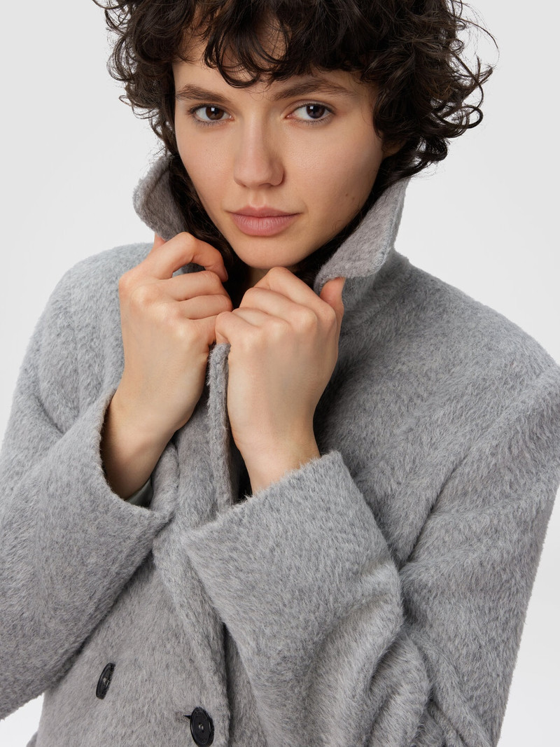 Double-Breasted Trench Coat with Tone-on-Tone Chevron Pattern 5