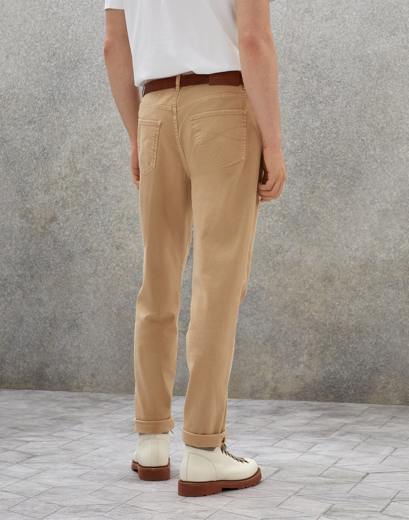 Brunello Cucinelli Dyed comfort lightweight denim traditional fit five-pocket trousers outlook