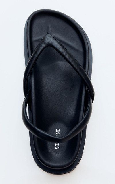 ST. AGNI Slingback Leather Thong Sandals black outlook