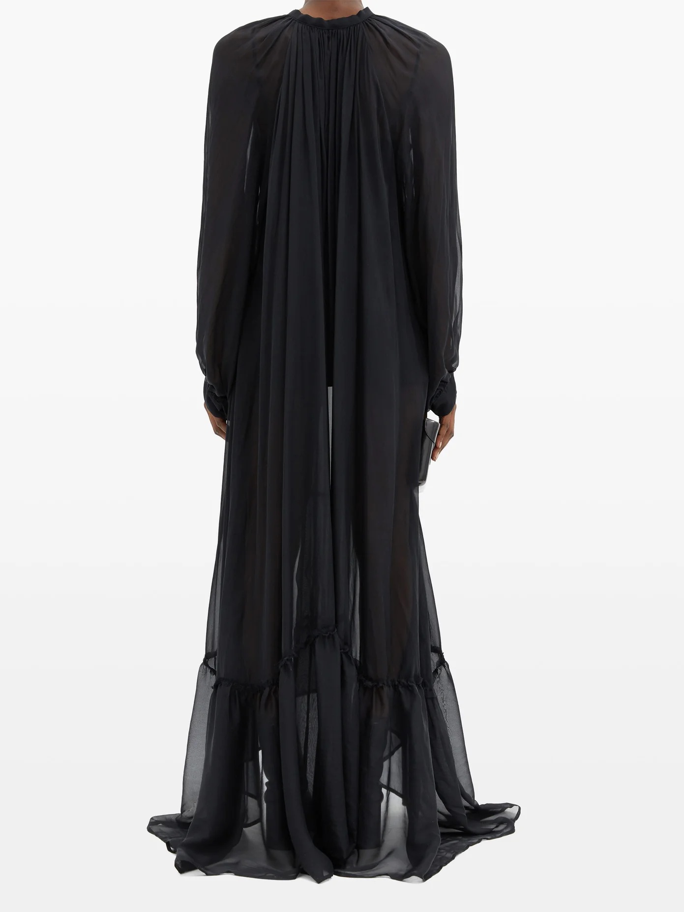 Balloon-sleeve chiffon maxi dress - 5