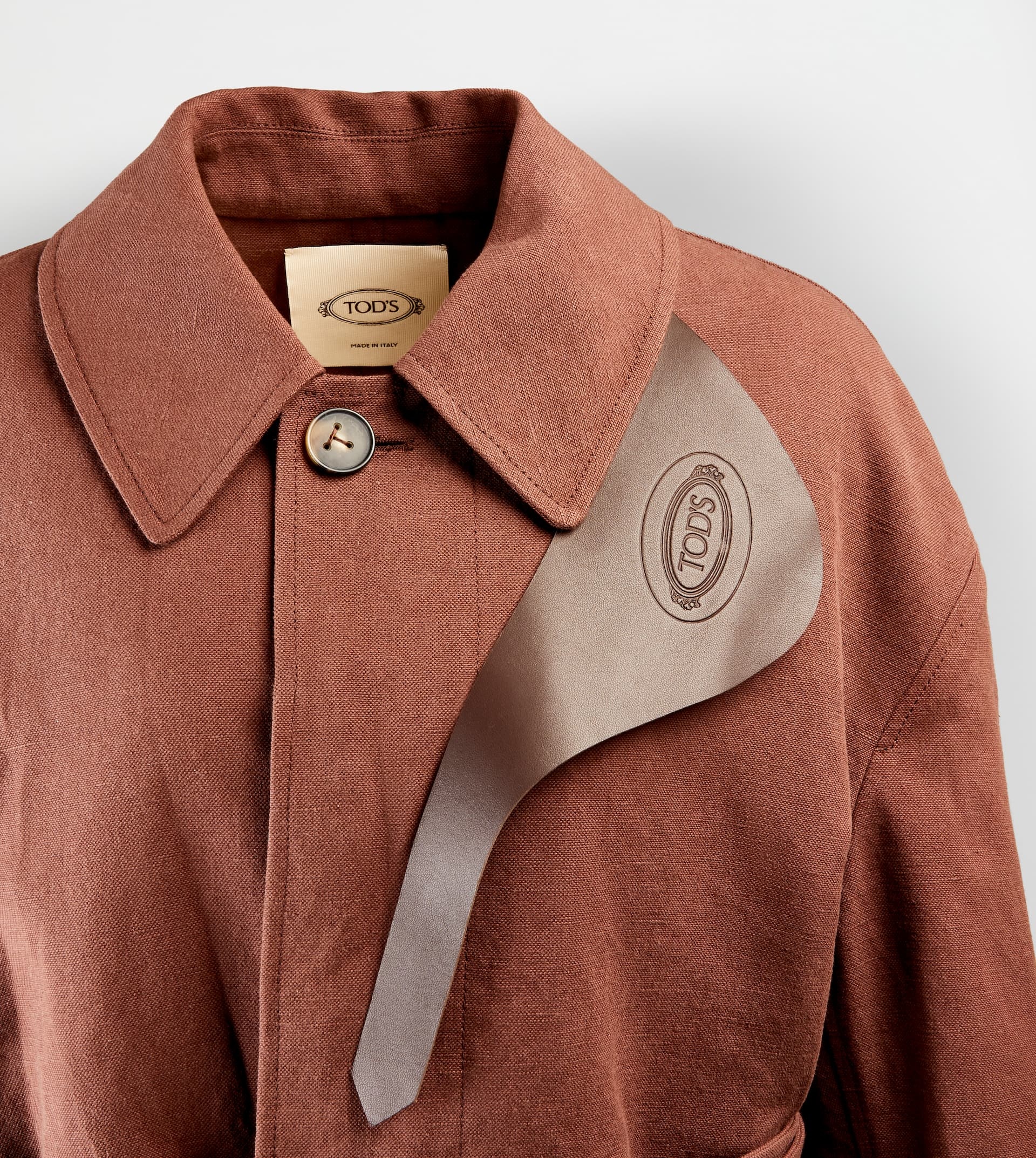 OVERCOAT WITH LEATHER INSERTS - BROWN - 6