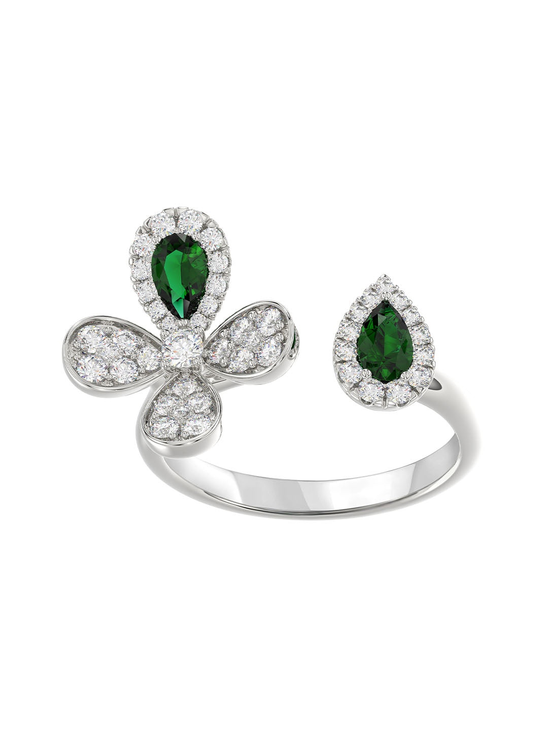 FLORAL WHITE GOLD RING - 1