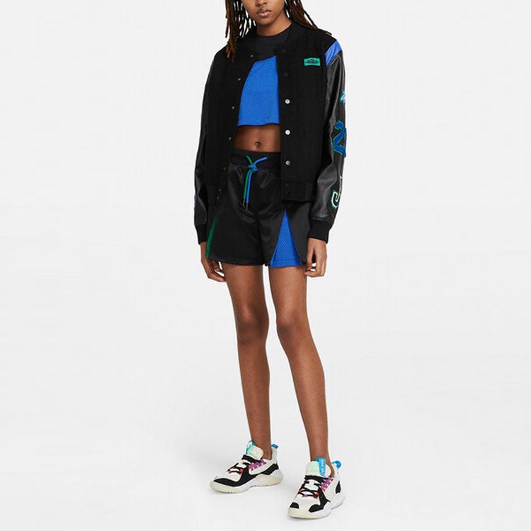 (WMNS) Air Jordan x Aleali May Stand-up Collar Baseball Jacket Black DC2435-010 - 4