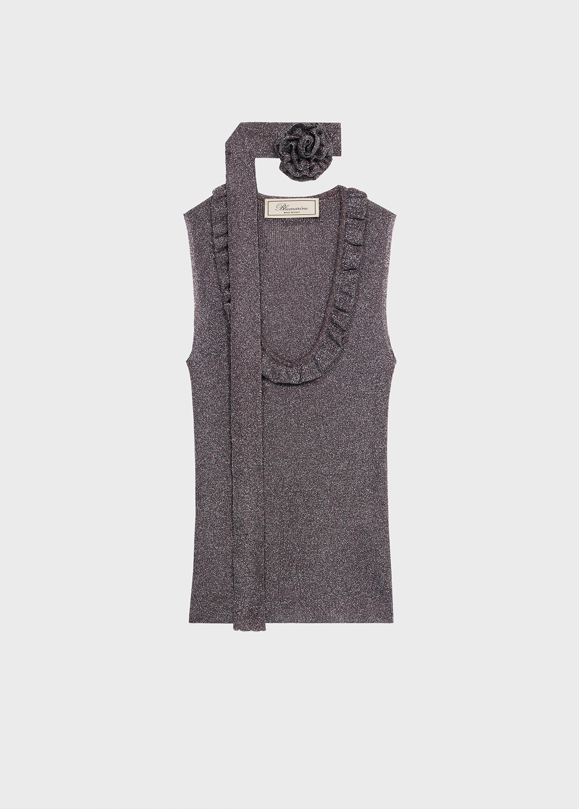 LUREX KNIT TOP WITH 3D ROSE - 1