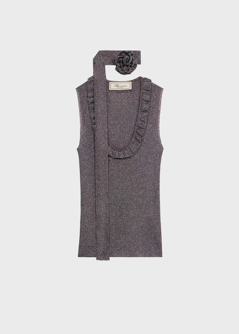 LUREX KNIT TOP WITH 3D ROSE 1