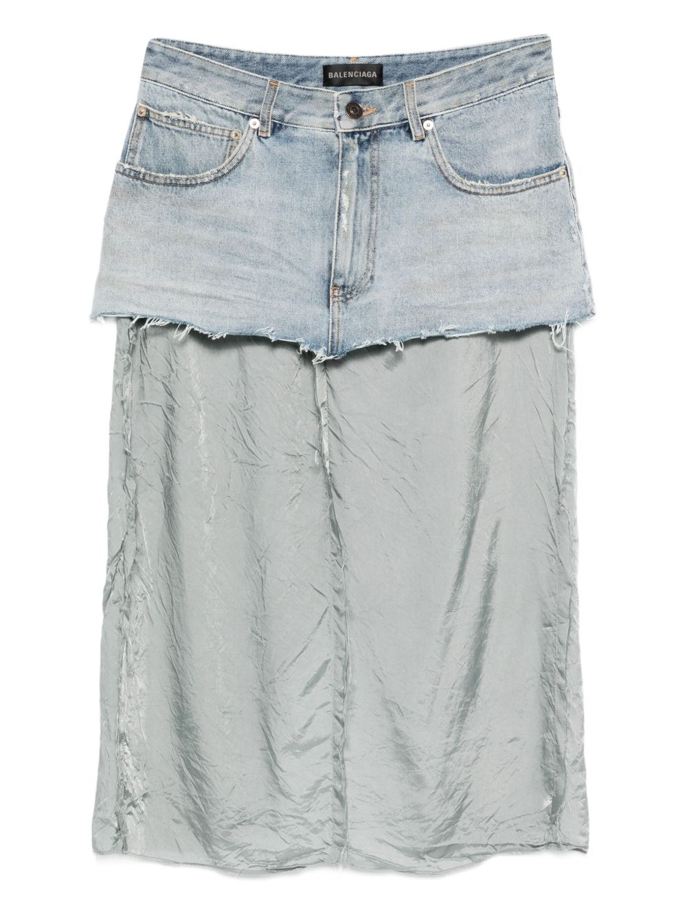 denim-panelled midi skirt - 1
