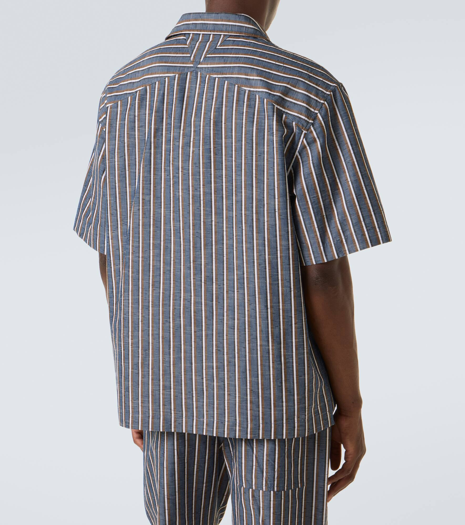 Striped cotton-blend wide-leg pants - 4