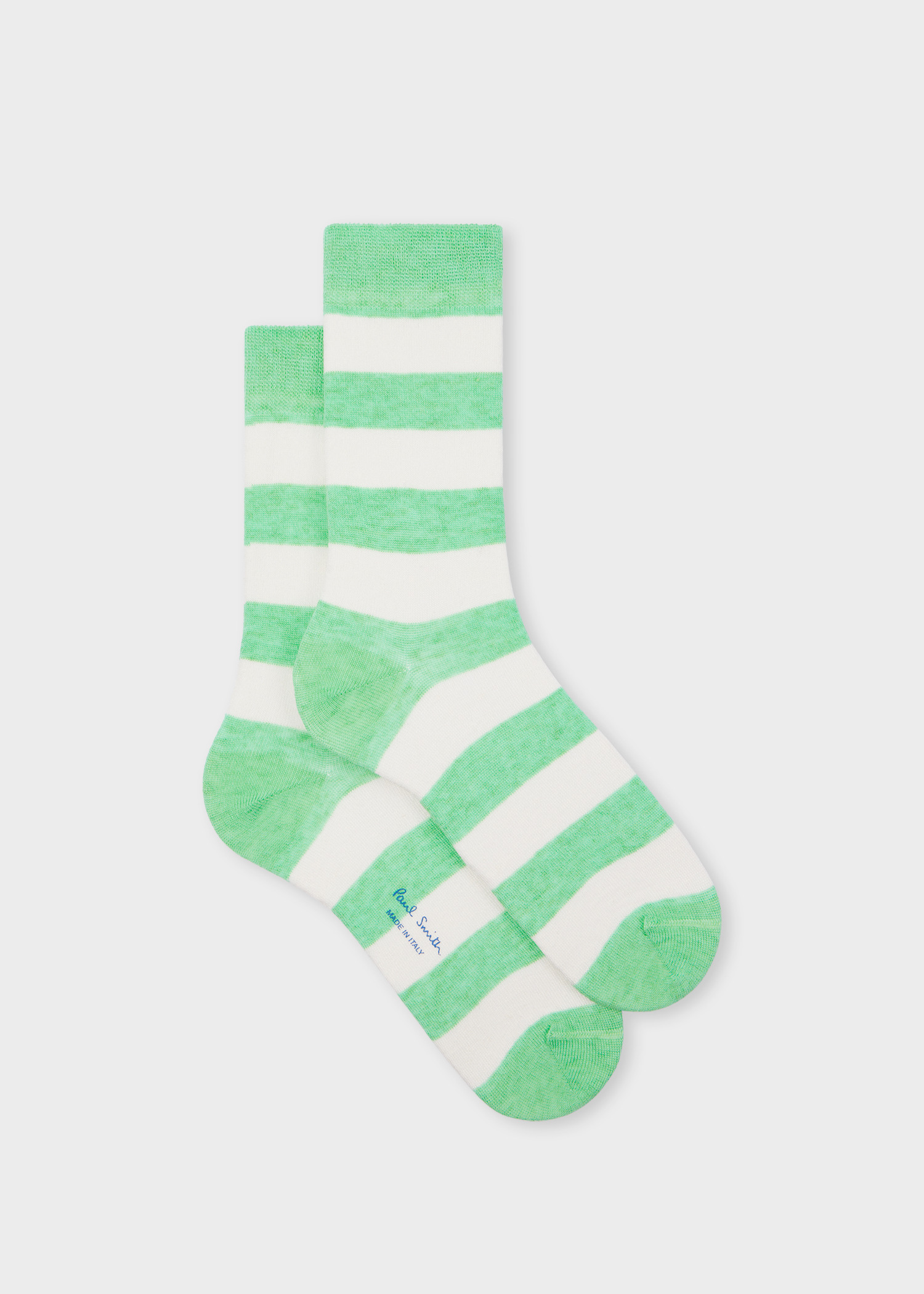 Women's Green and White Stripe Socks - 1