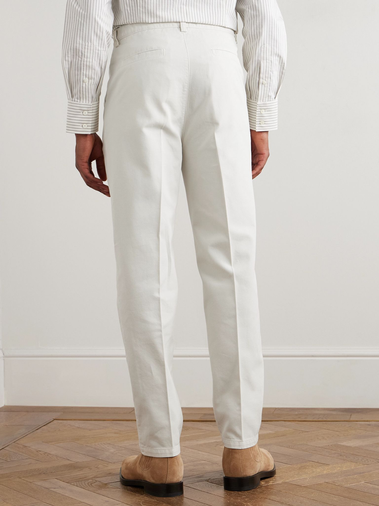 Cotton-Twill Trousers Cream - 4