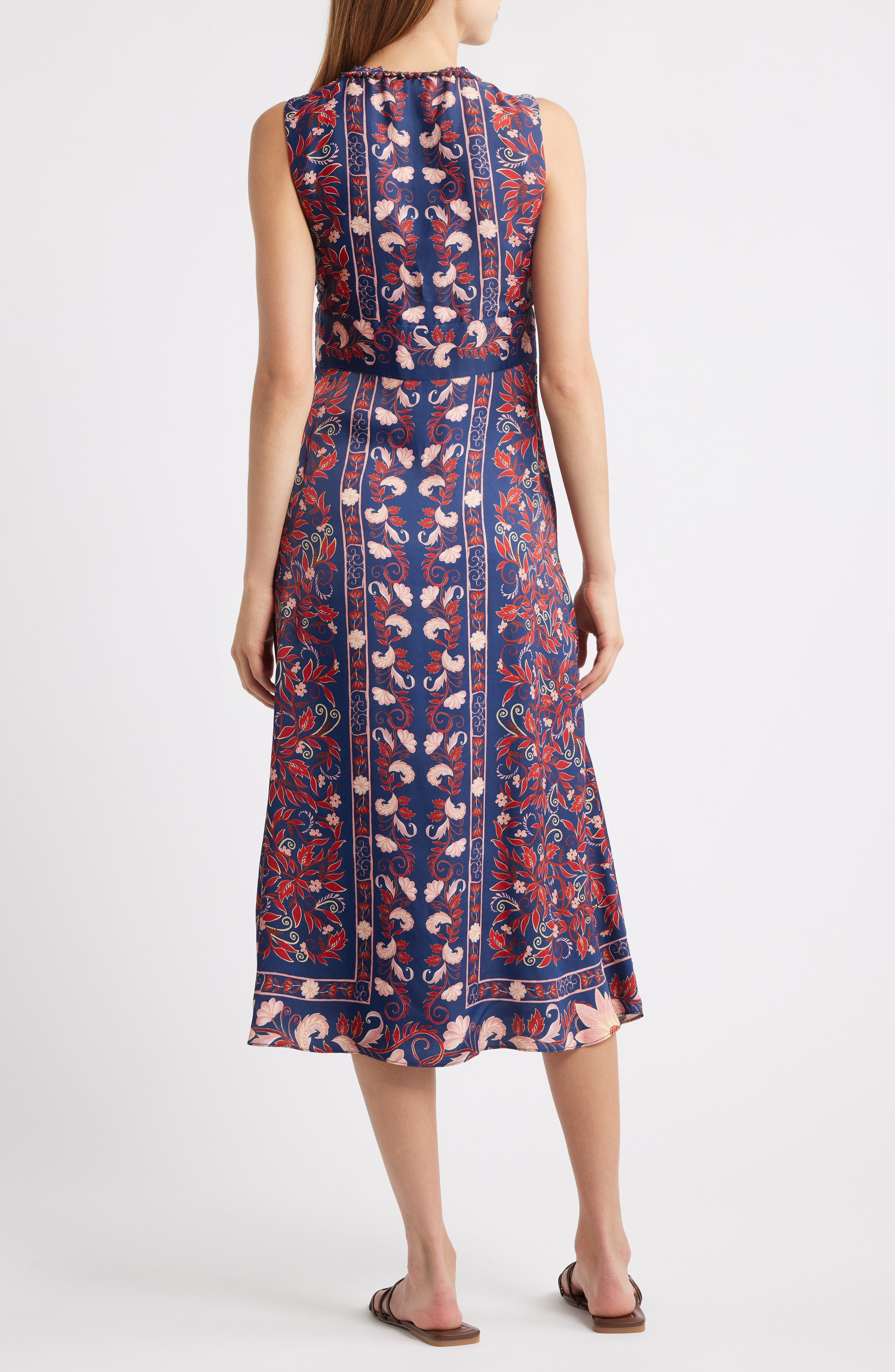 FARM Rio Boho Floral Scarf Print Sleeveless Midi Dress in Navy Blue at Nordstrom - 2