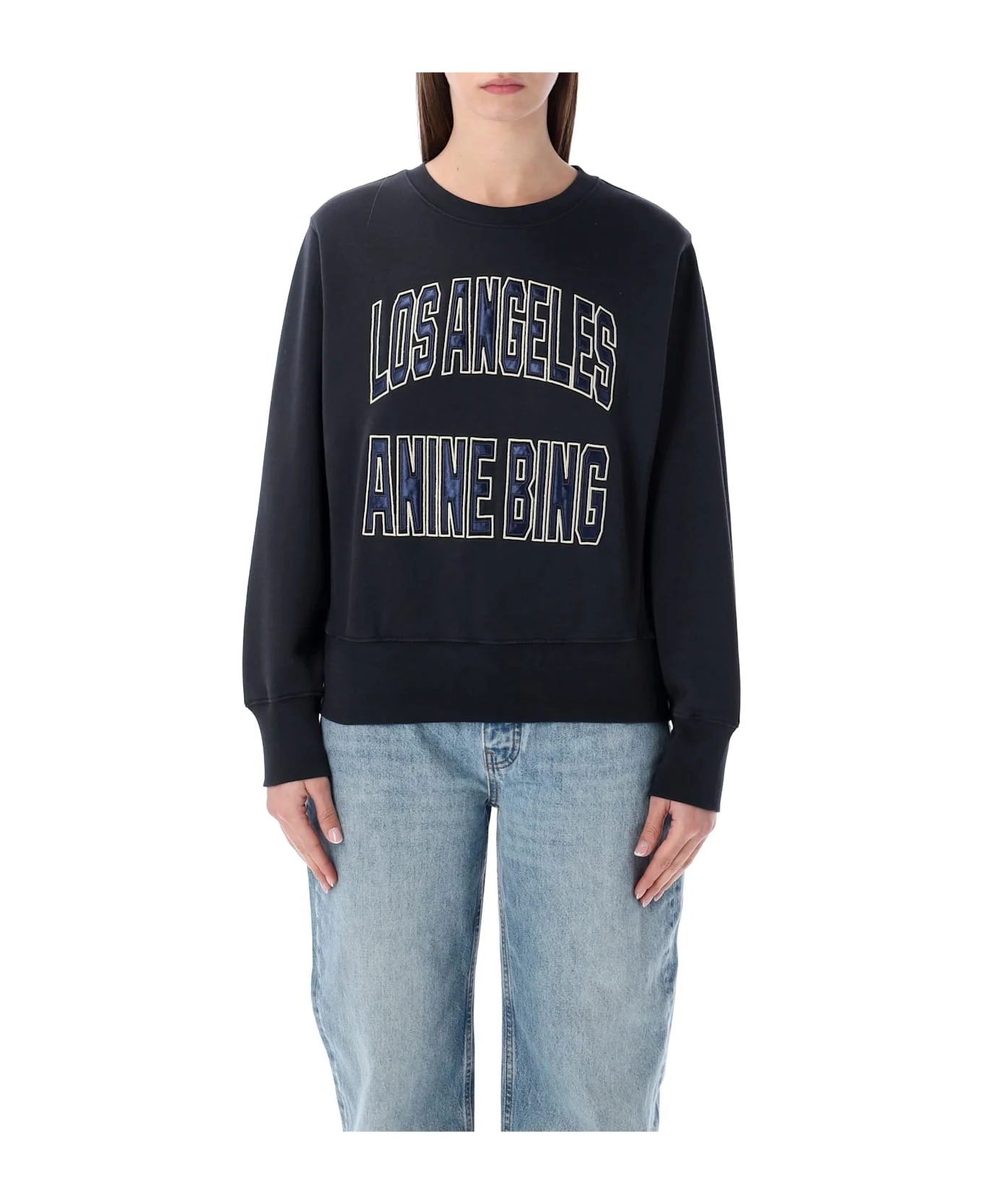 Anine Bing Harry Shrunken Black Sweatshirt - 1