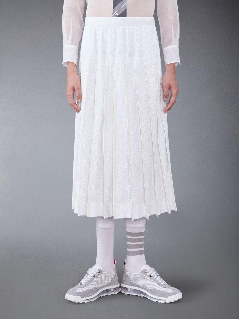 Cotton Seersucker Pleated Skirt 1