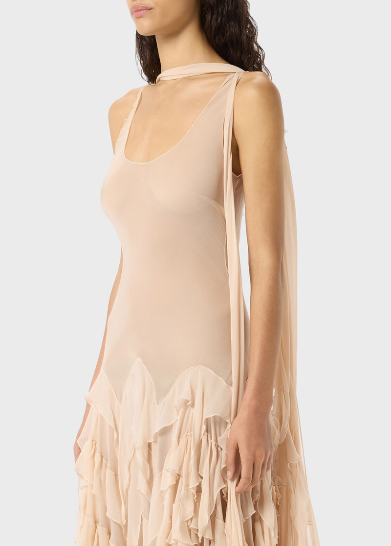 LONG GEORGETTE DRESS WITH SCALLOPED RUFFLES 4