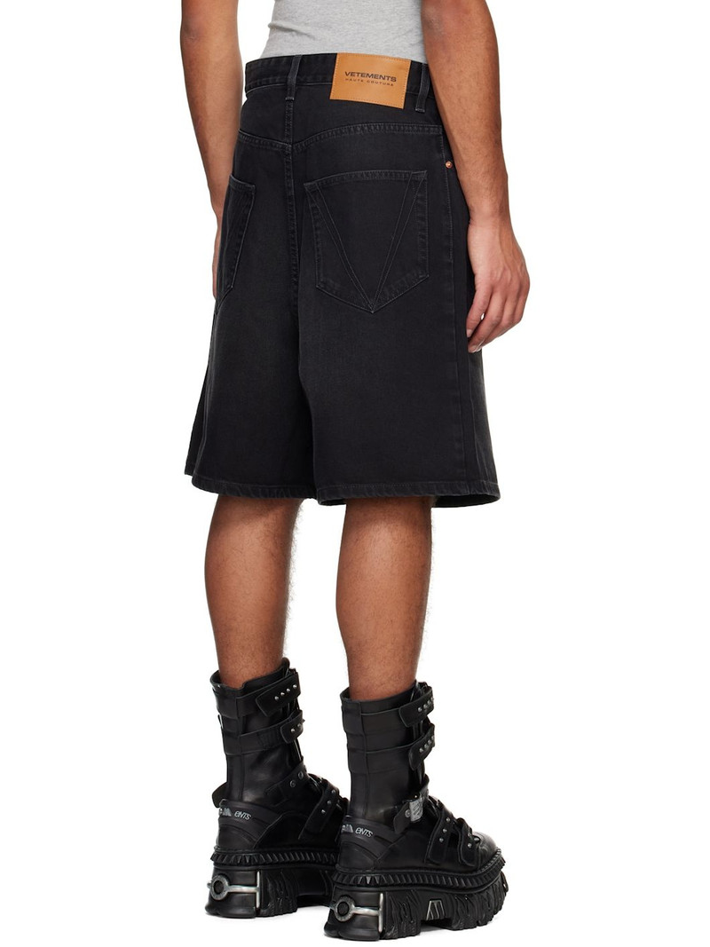 Black Button-Fly Denim Shorts 3
